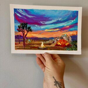 Joshua Tree Original Oil Painting 100 Day Challenge Desert Fine Art Decor New